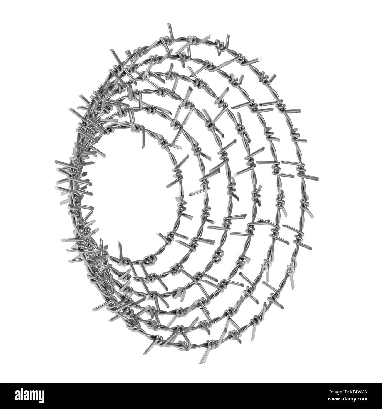 Spiral barbed wire side view 3D Stock Photo