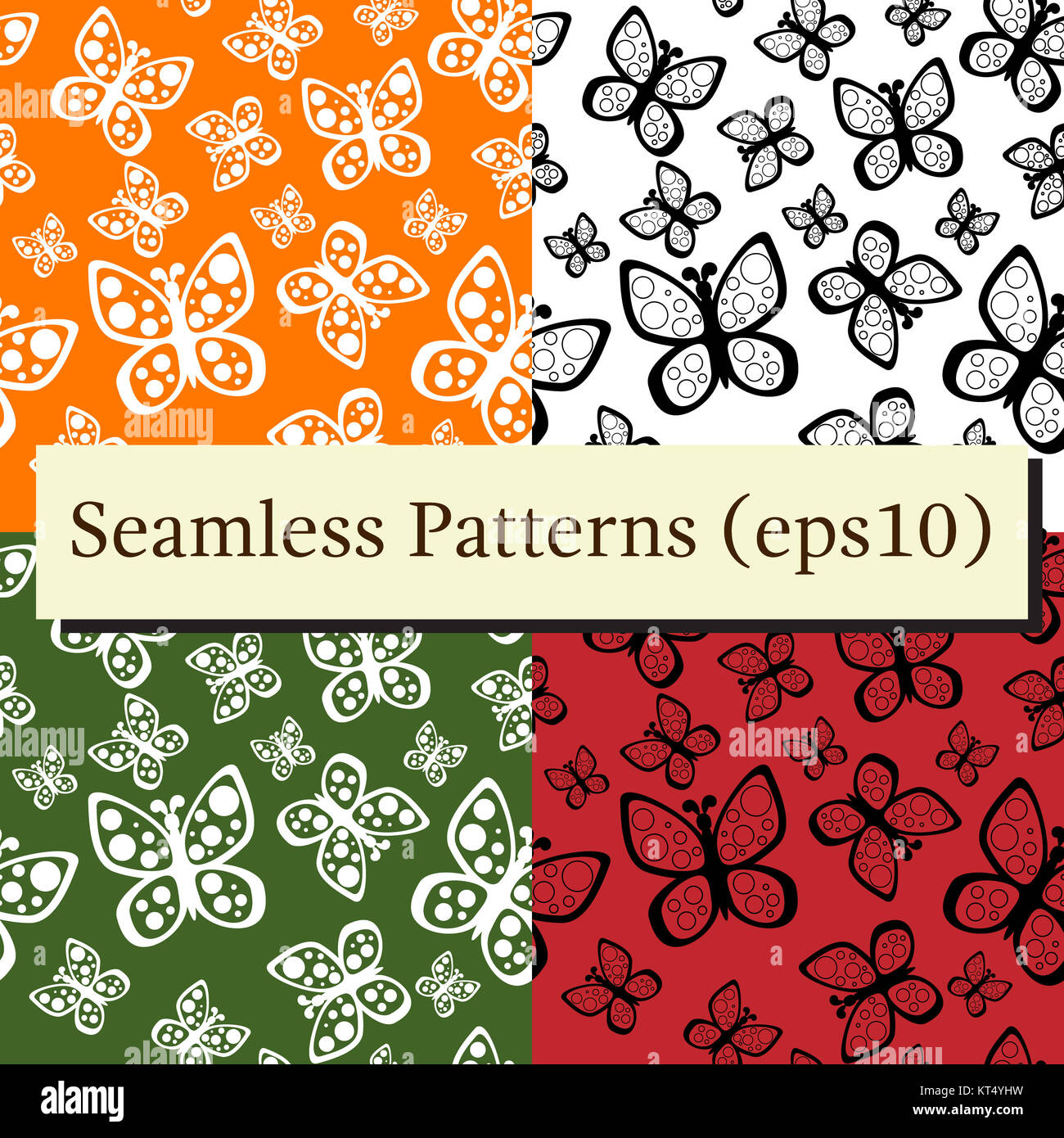 Beautiful seamless butterflies pattern set in different colors Stock ...