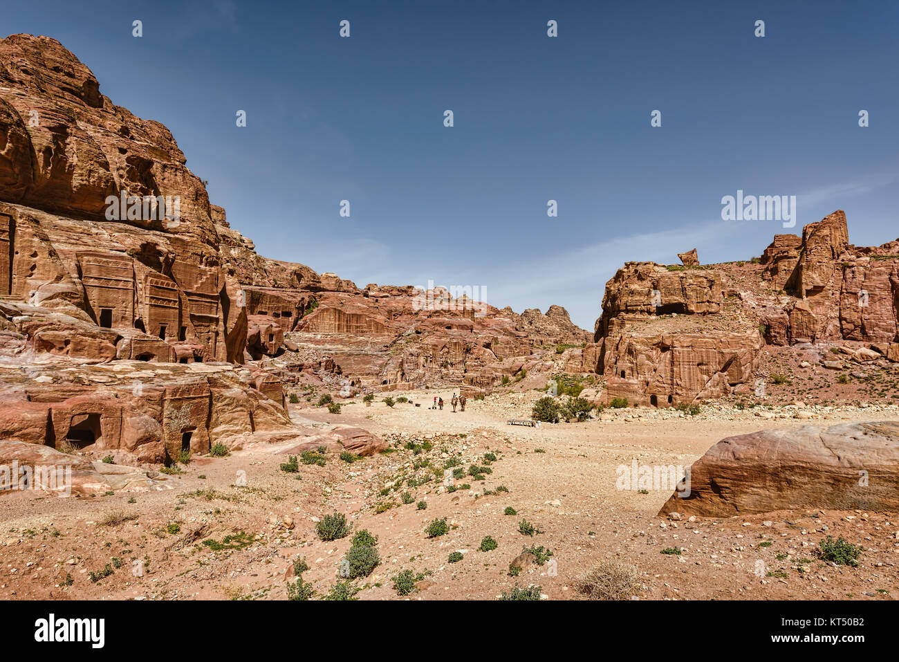 Stone carved king tombs in the ancient city of Petra Stock Photo