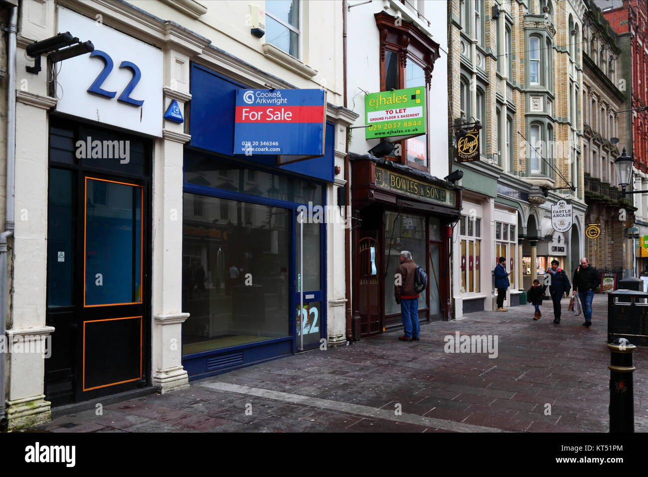 Empty shops for sale or to let in St Mary Street, Cardiff, South
