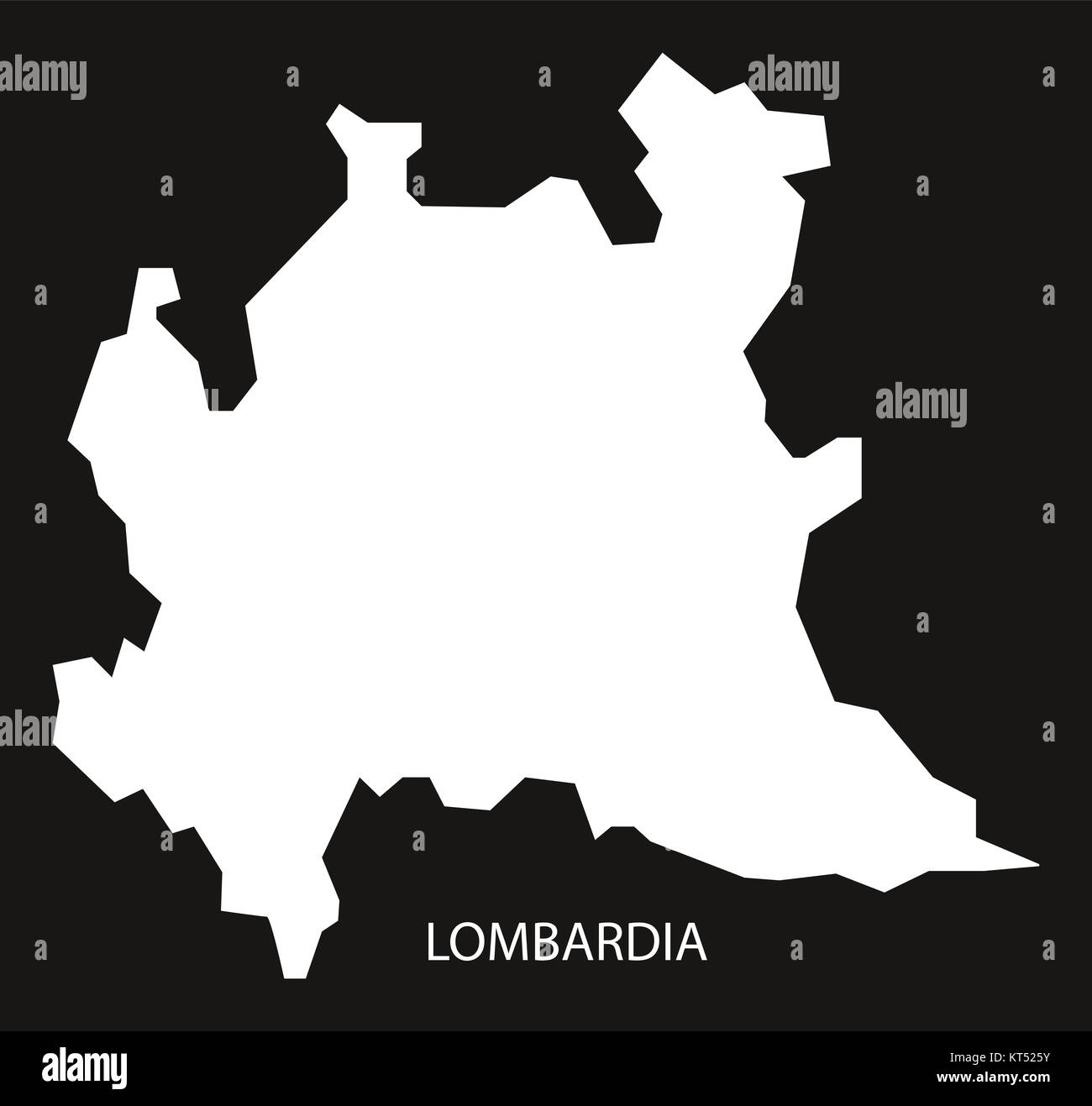 Lombardia Italy Map black inverted silhouette Stock Photo