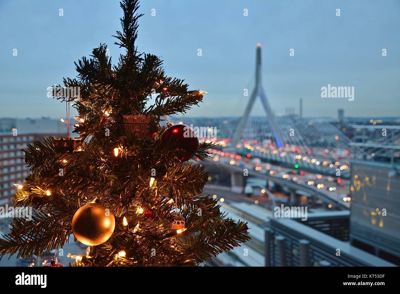 Boston decorated for the Christmas and holiday Season in late December