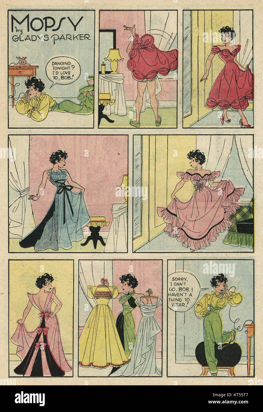 An image or reference to 'Mopsy' from TV Teens, Vol. 2, No. 10-14, a publication that features comic strips and stories for teenagers, reflecting popular culture of the time. Stock Photo
