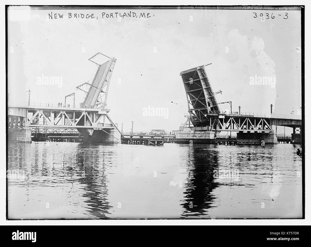 The New Bridge in Portland, Maine, is a modern bridge that spans the water, providing an essential connection for transportation. The bridge plays a key role in the local infrastructure, enhancing accessibility to various parts of the city. Stock Photo