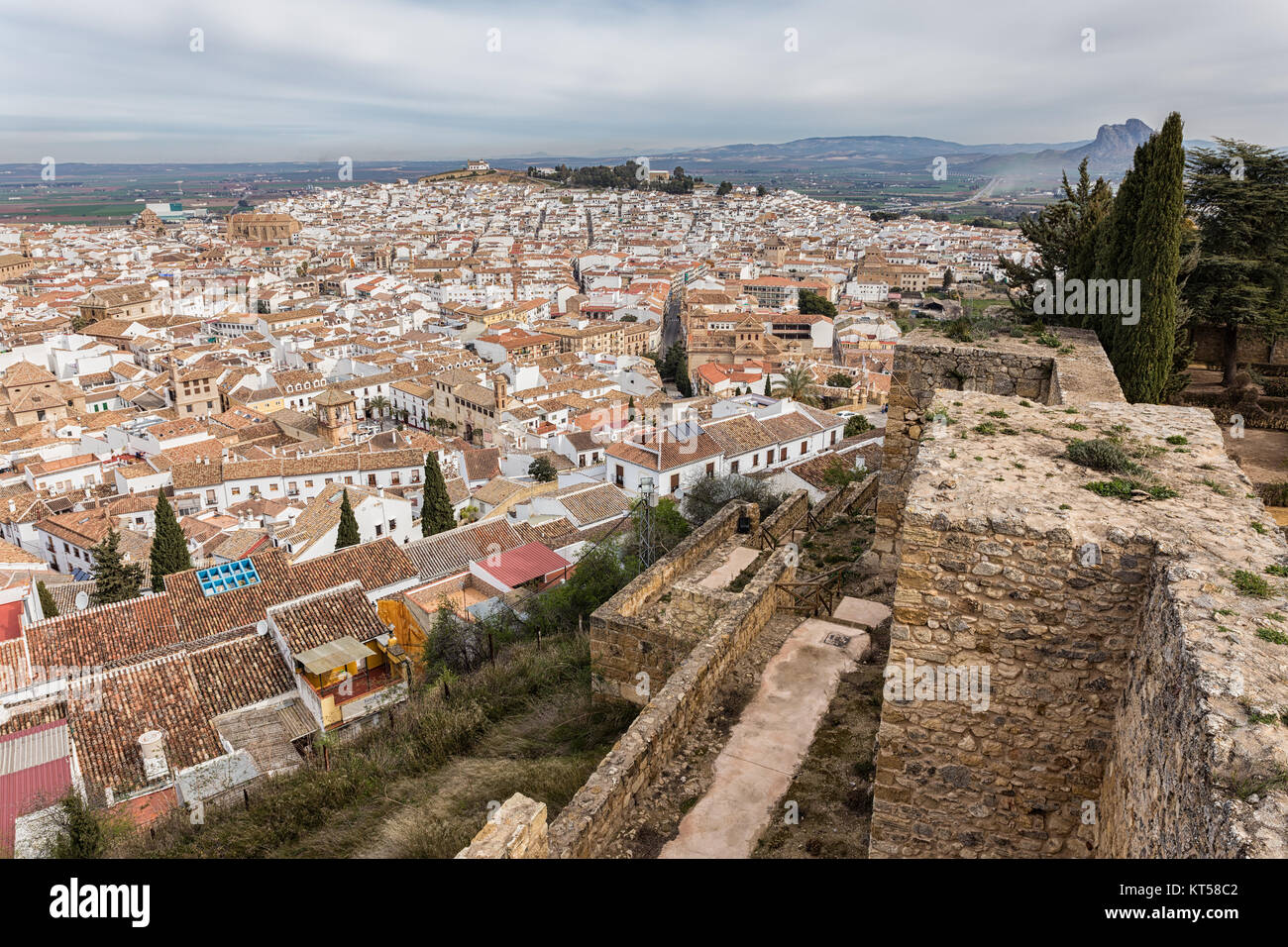 Landscape from the walls of the ancient fortress in Antequera. Andalucia. Spain. Stock Photo