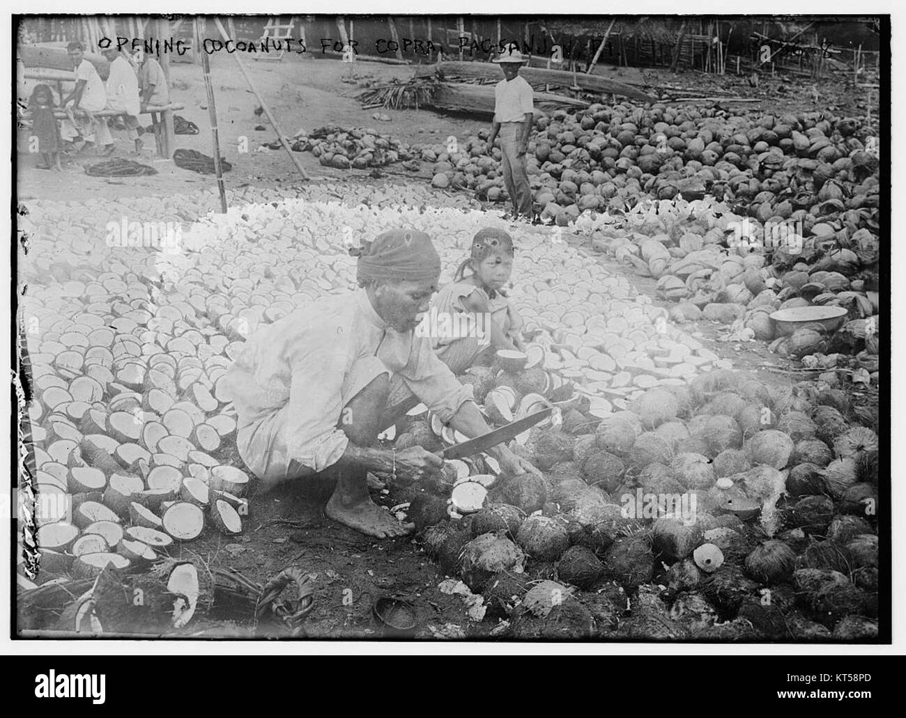 Opening Coconuts for Copra, Pagsanjan, P.I.  (14516296051) Stock Photo
