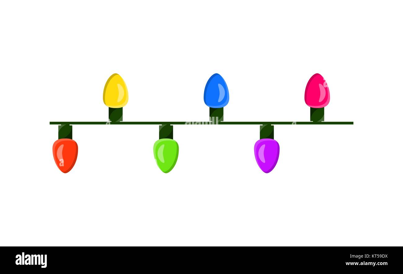 light bulb, garland string christmas design isolated on white ...