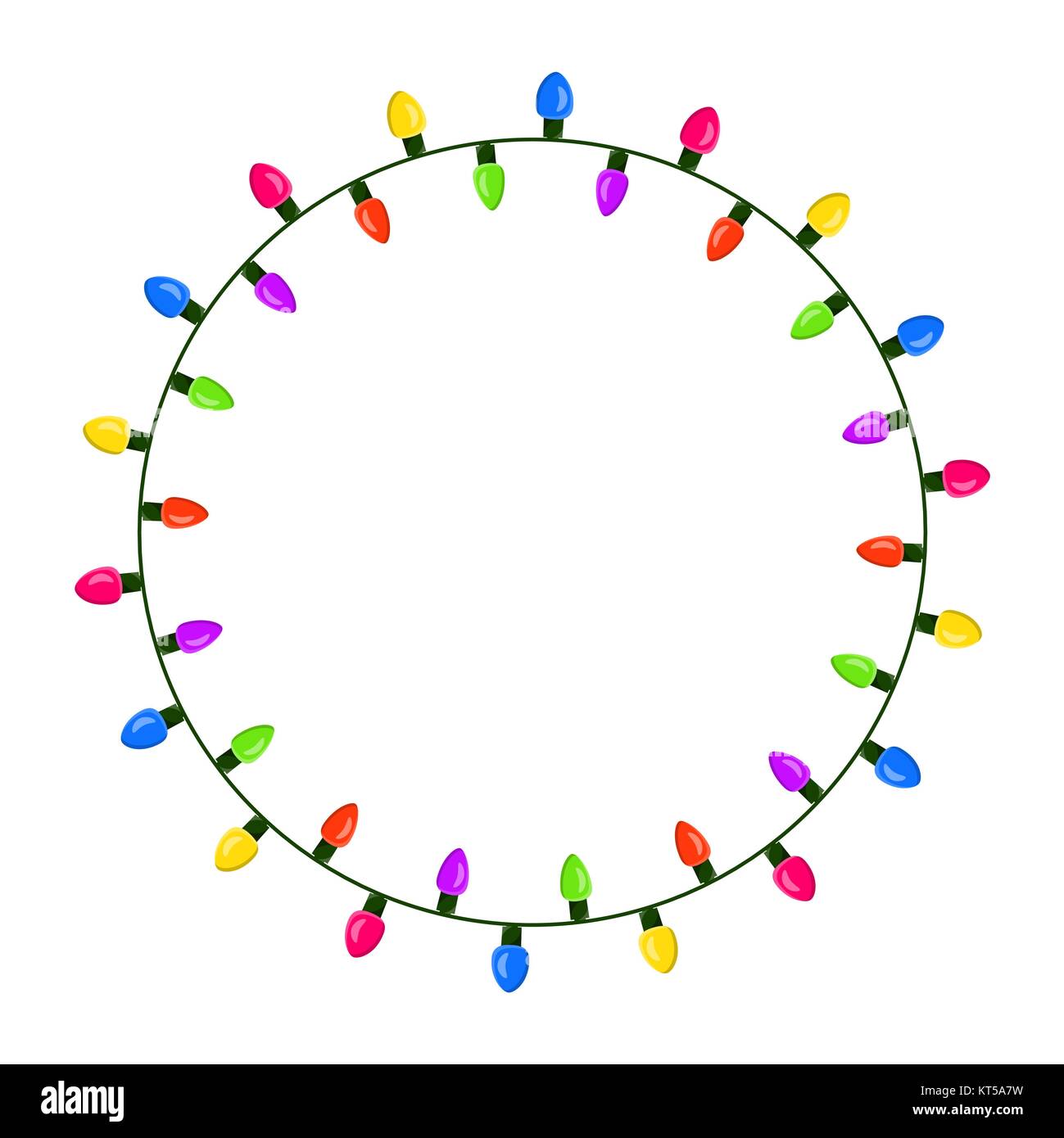 light bulb, garland circle christmas design isolated on white ...