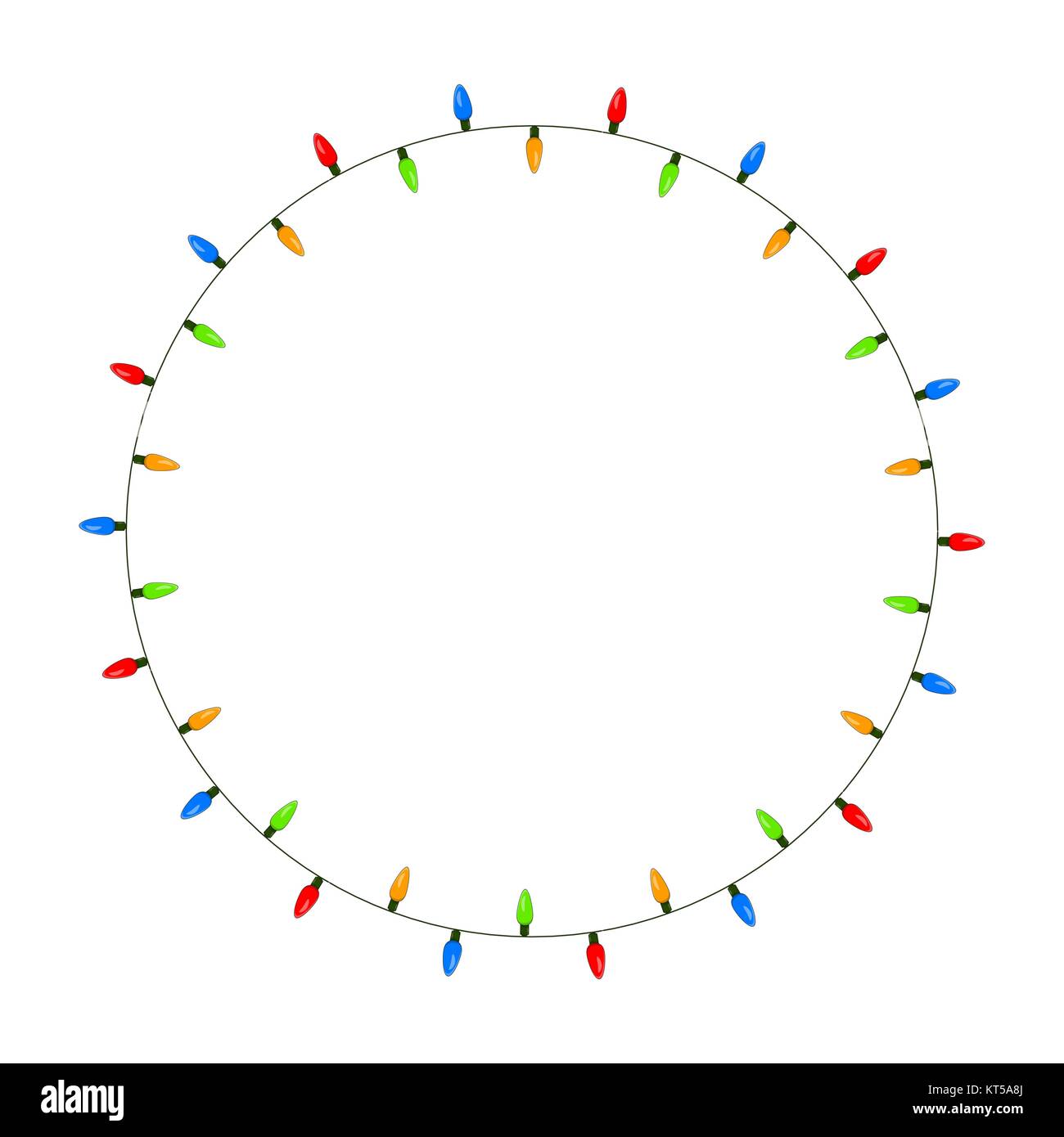 light bulb, garland circle christmas design isolated on white ...