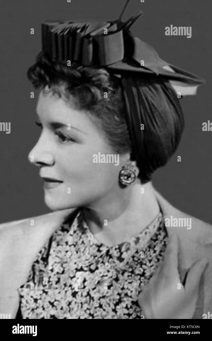 This promotional photograph of Helen Hayes, an iconic American actress, captures her in a stylized pose. The image was used for publicity during her career in film and theater. Stock Photo