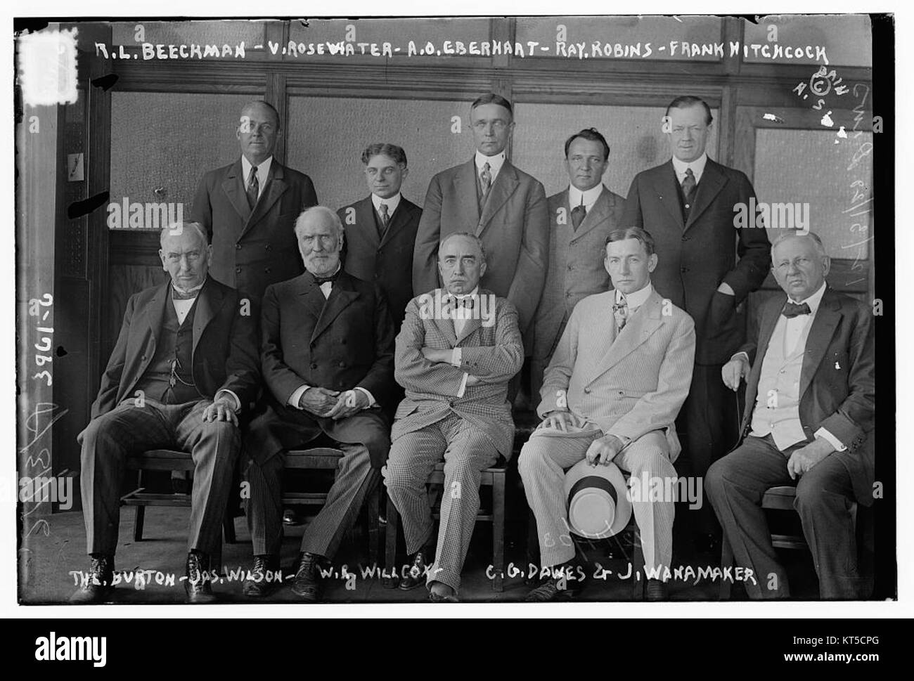 R.L. Beeckman, V. Rosewater, A.O. Eberhart, Ray. Robins, Frank Hitchcock, The. Burton, Jos. Wilson, W.R. Willcox, C.G. Dawes, J. Wanamaker  (14440811990) Stock Photo