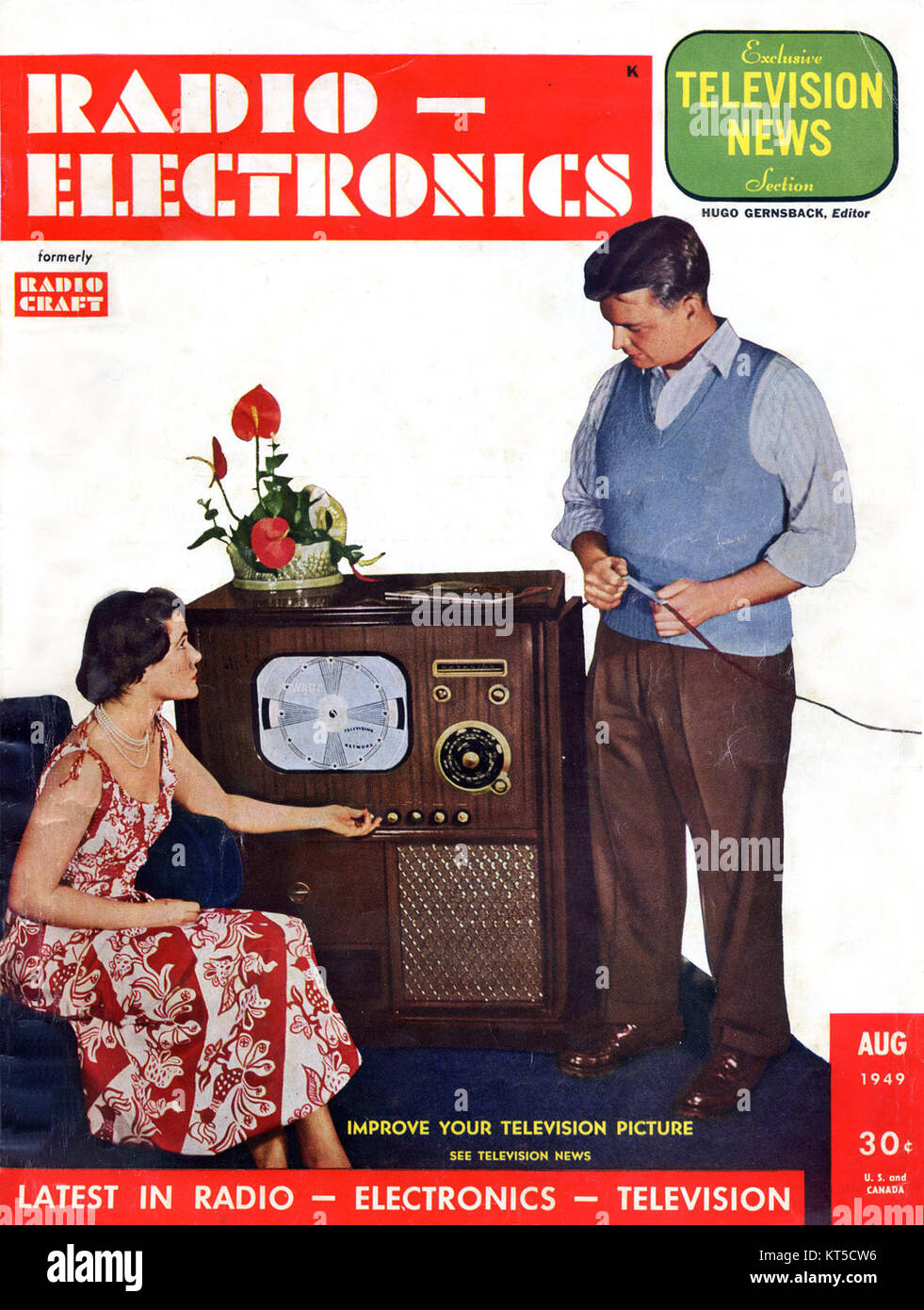 radio-electronics-cover-august-1949-stock-photo-alamy