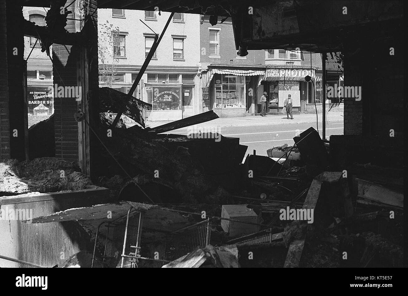 This image captures the aftermath of riot damage in Washington D.C ...