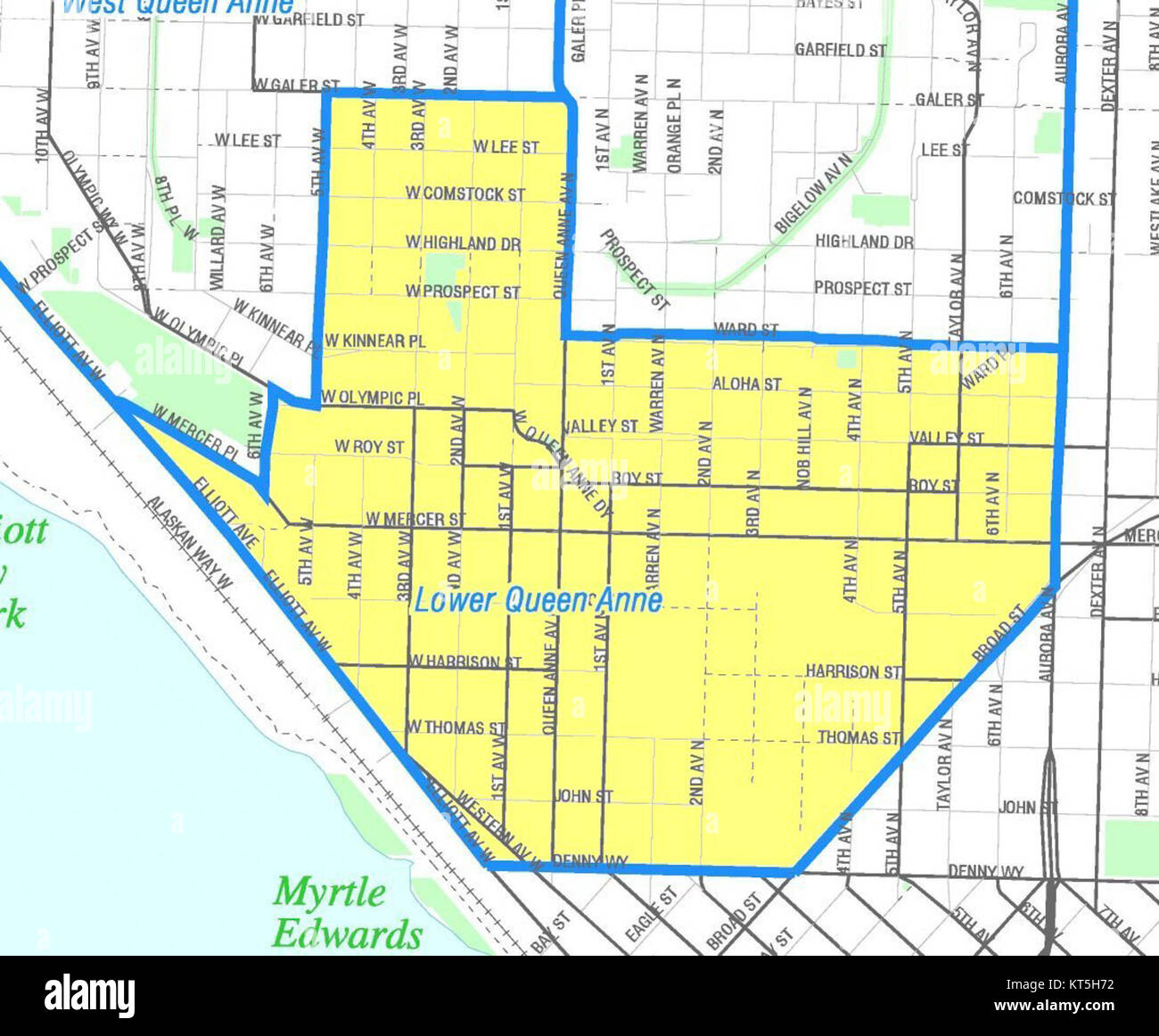 Seattle Lower Queen Anne map Stock Photo Alamy