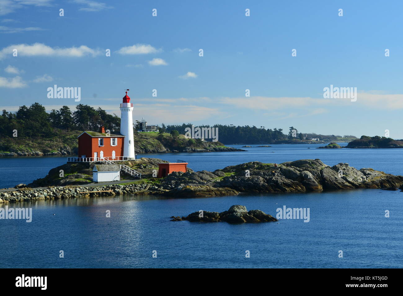 Fisgard lighthouse at Fort Rodd Hill National Historic park in Victoria BC,Canada. Stock Photo