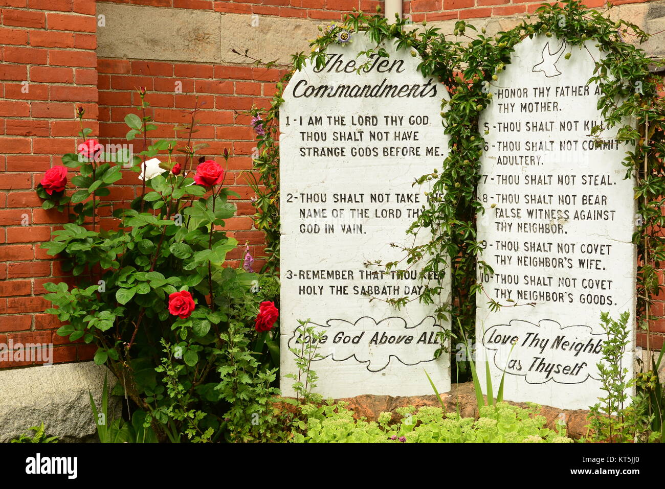 The Ten Commandments of the Catholic church, rules and regulations. Stock Photo