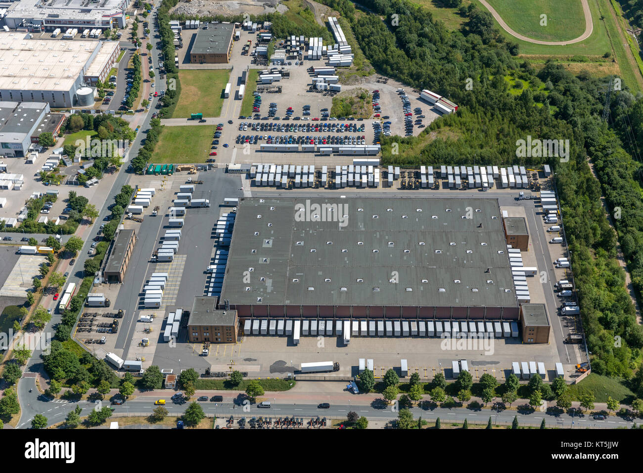 UPS, warehouse, logistics company United Parcels Service Herne site, industrial estate, former Zeche Frederick the Great 3/4/6, aerial view of Herne,  Stock Photo