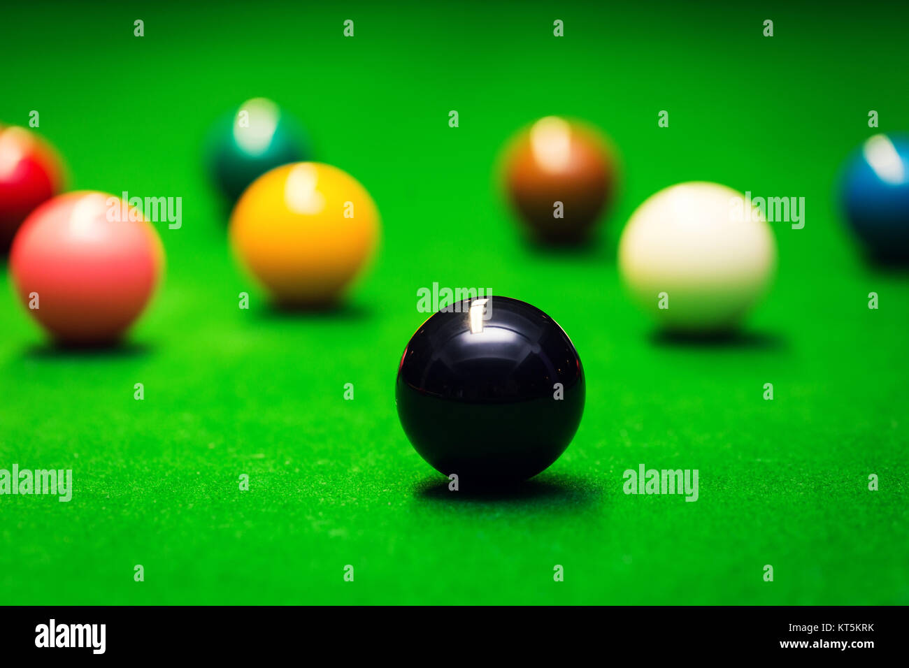 closeup of snooker balls on the green cloth table Stock Photo Alamy