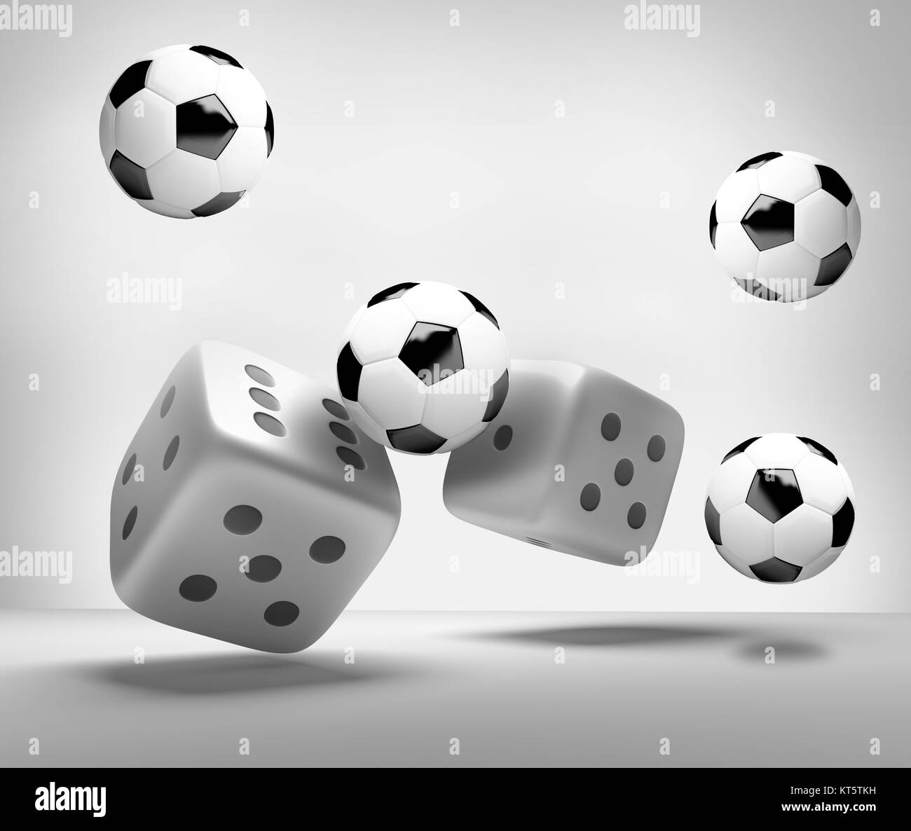 dices and soccer balls 3d render Stock Photo Alamy