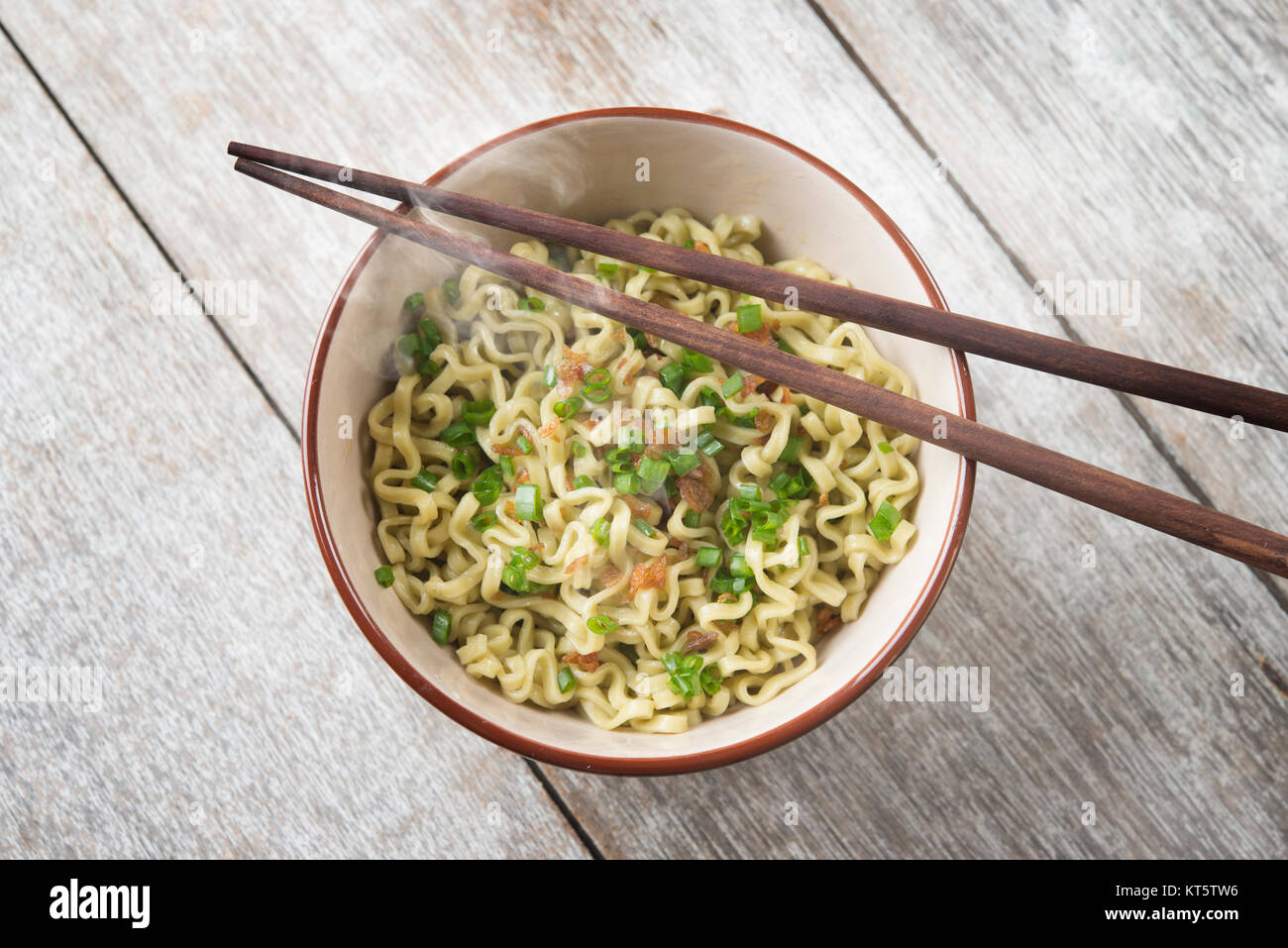 Asian dried ramen noodles bowl top view Stock Photo - Alamy