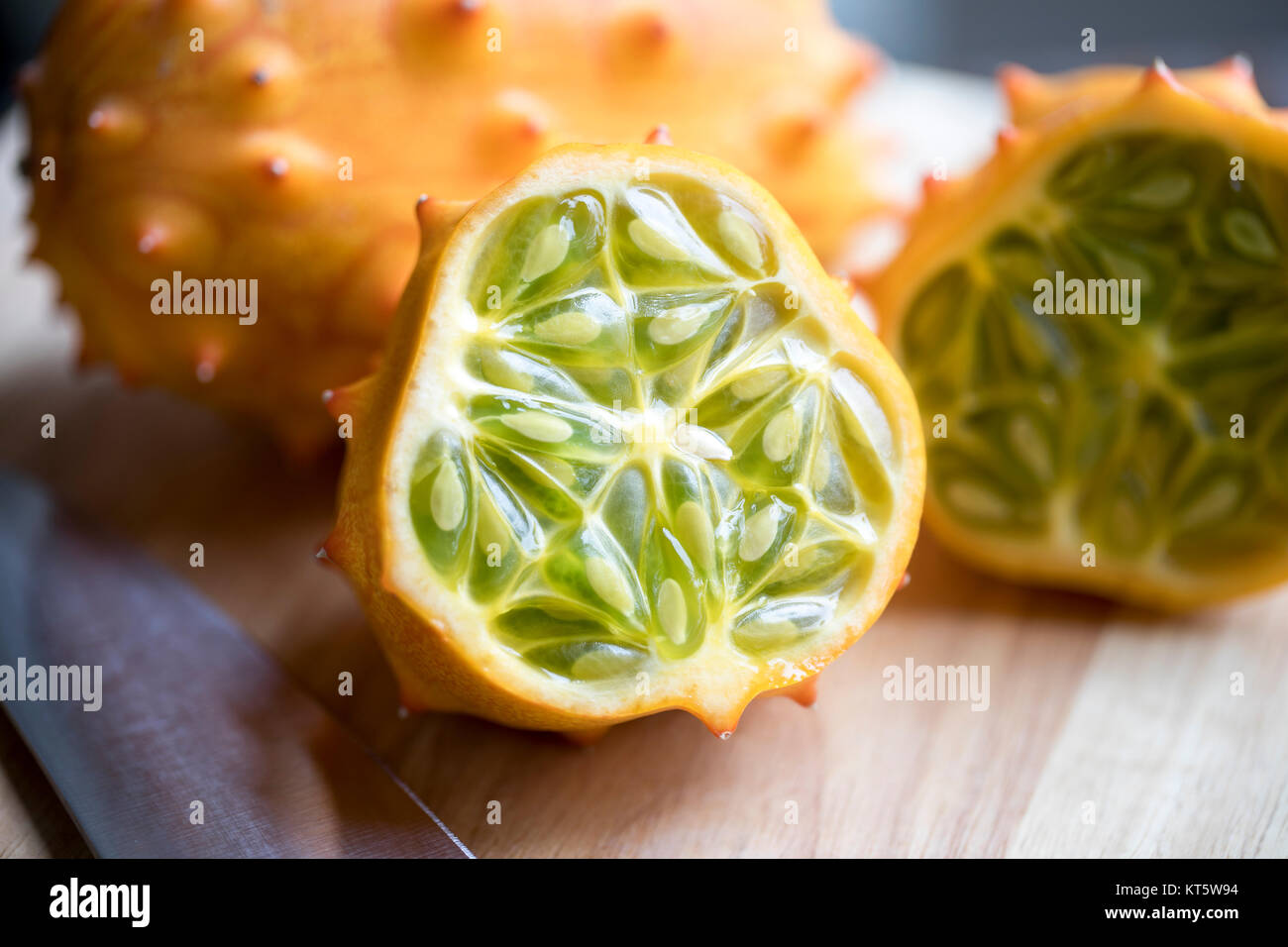Kiwano Fruit Cut in Half Stock Photo Alamy