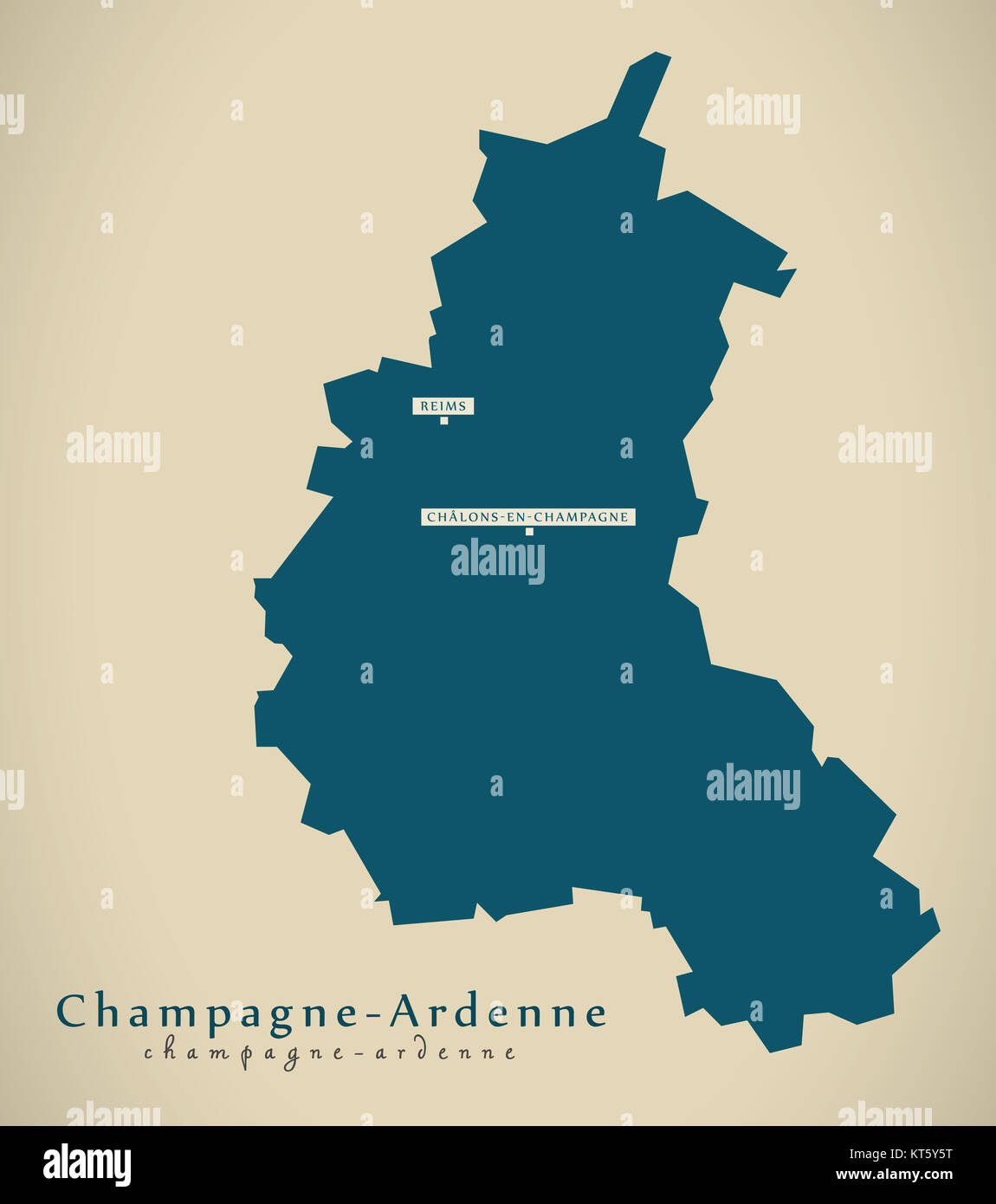 Modern Map - Champagne Ardenne France FR illustration Stock Photo