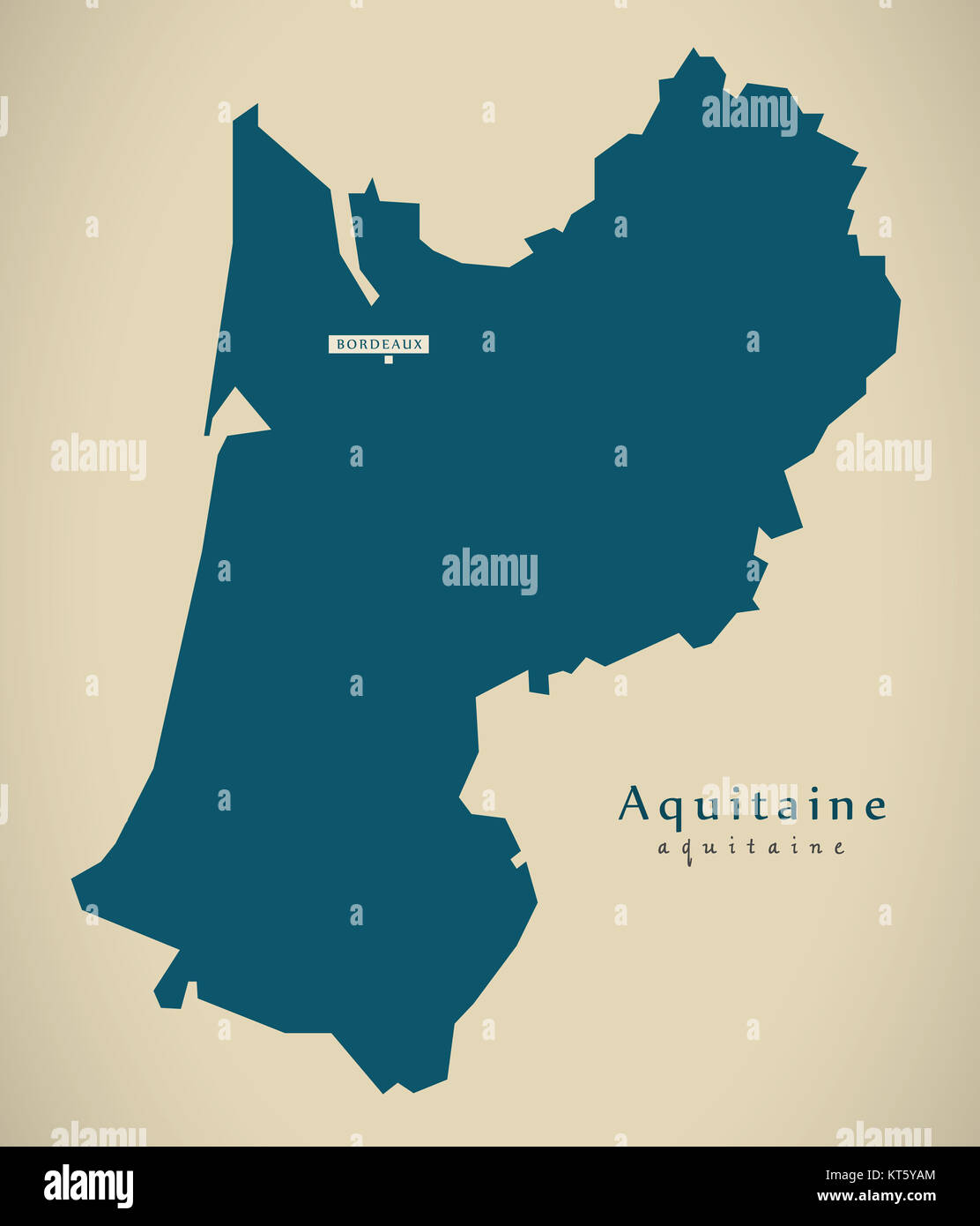 Modern Map - Aquitaine France FR illustration Stock Photo