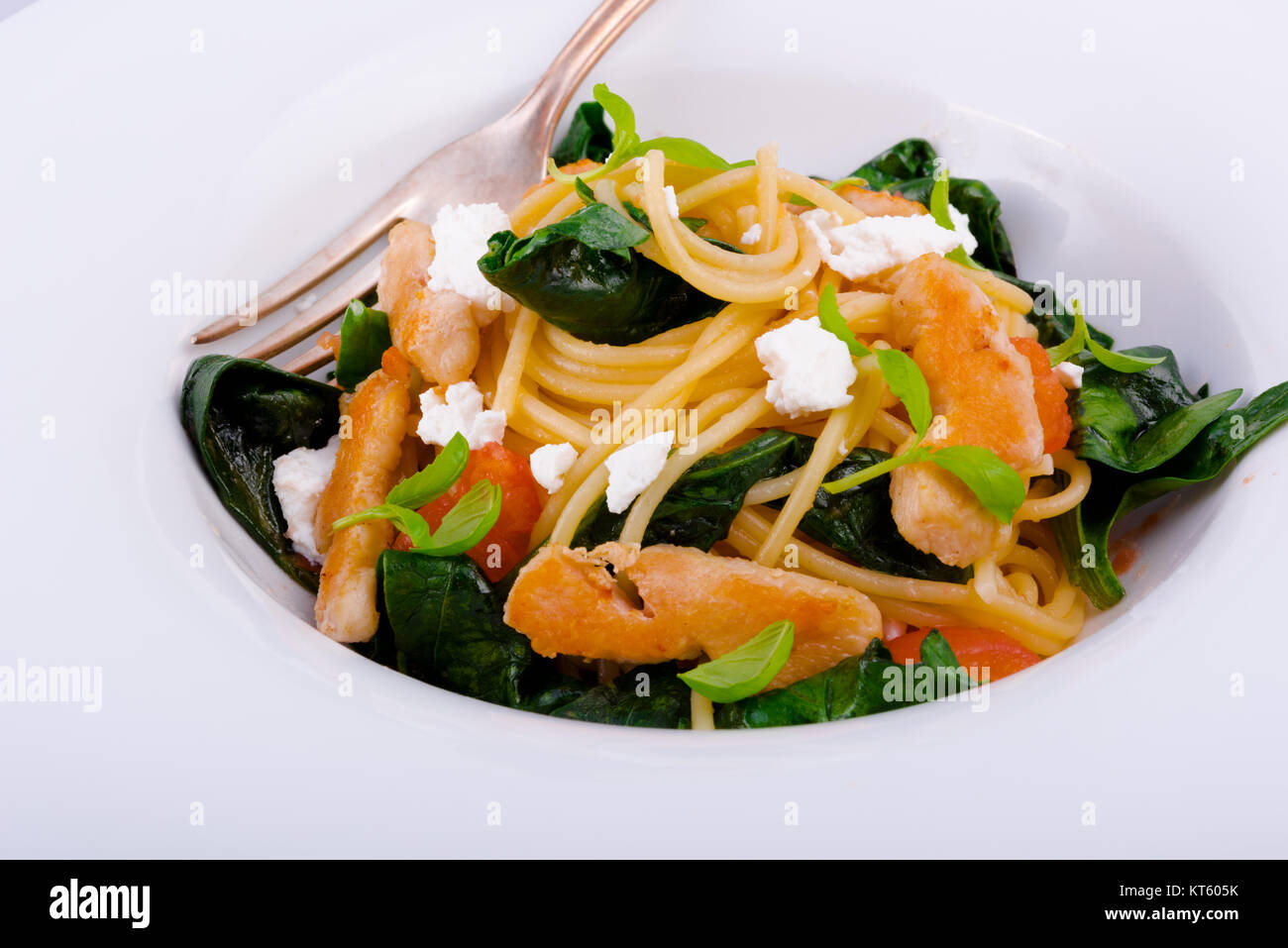 Chicken spinach pasta Stock Photo Alamy