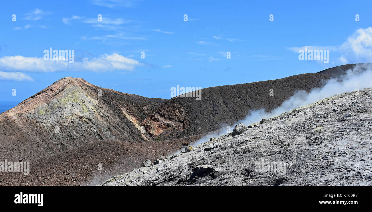volcanoes and fumaroles,gran cratere,vulcano,aeolian archipelago Stock Photo