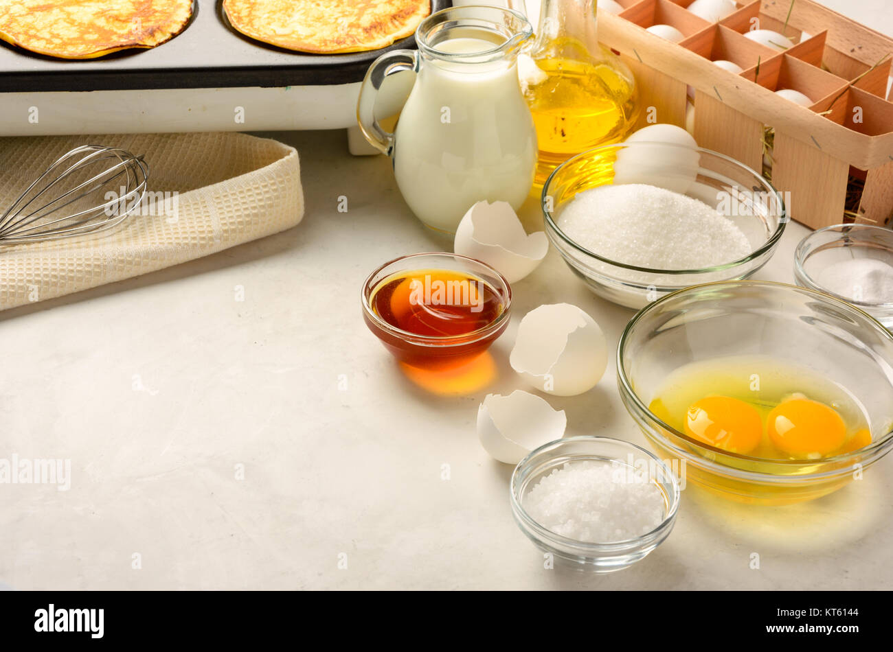Ingredients for making pancakes Stock Photo Alamy