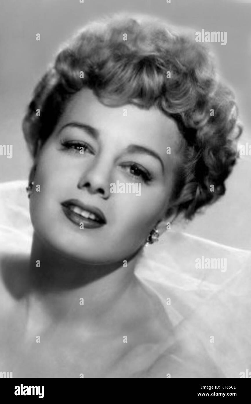 A publicity photograph of actress Shelley Winters, showcasing her as part of a promotional campaign. The image captures the essence of her public persona during her acting career. Stock Photo