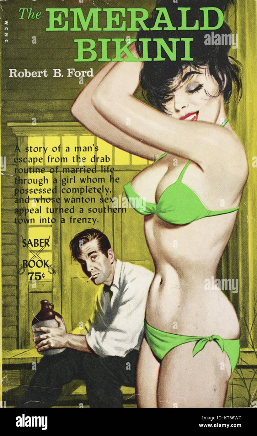 The Emerald Bikini by Robert B. Ford - Illustration by Bill Edwards - Saber Book SA-43 1963 Stock Photo