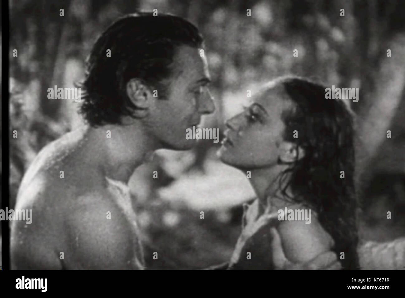 This screenshot is from the trailer of the 1937 film 'The Hurricane,' directed by John Ford. The movie is set in the South Pacific and follows the lives of people caught in a devastating hurricane. Stock Photo
