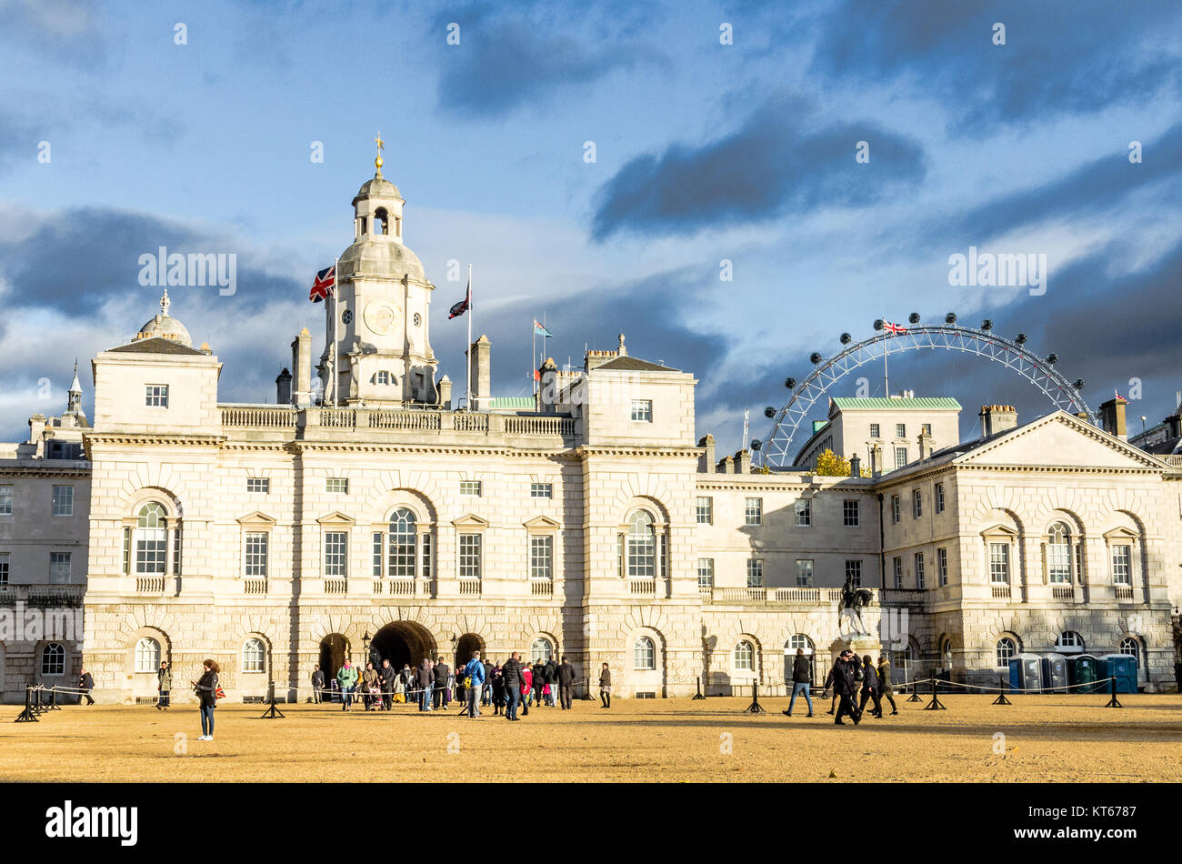 Tourists at Horse Guards Parade at Westminster, London Stock Photo