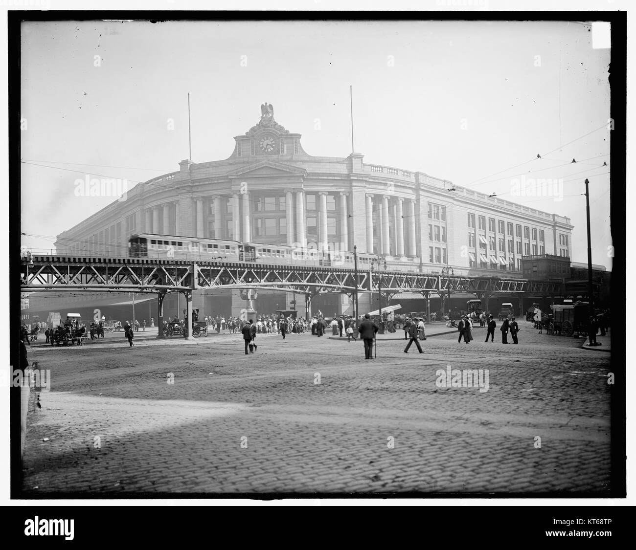 Train on Elevated at South Station Stock Photo Alamy