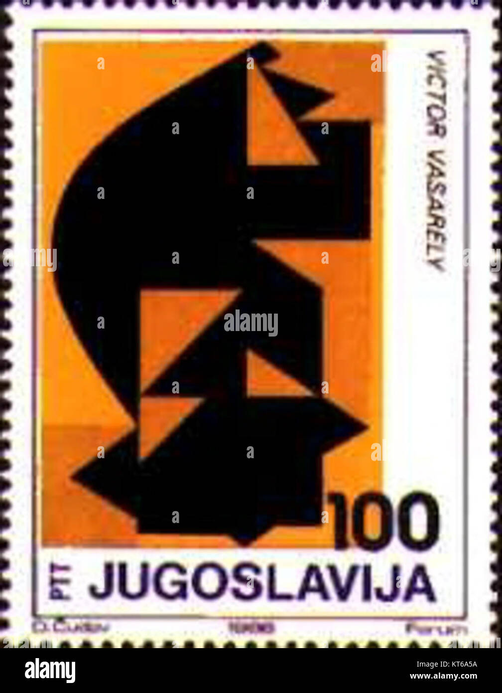 Victor Vasarely 1986 Yugoslavia stamp Stock Photo