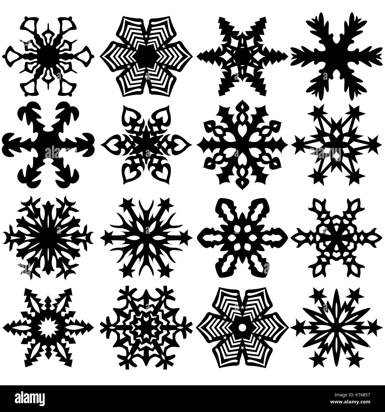 Set snowflakes icons on white background, illustration Stock Photo - Alamy
