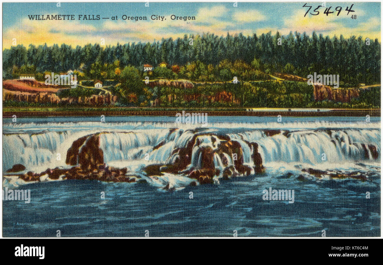 Willamette Falls -- at Oregon City, Oregon (75494) Stock Photo