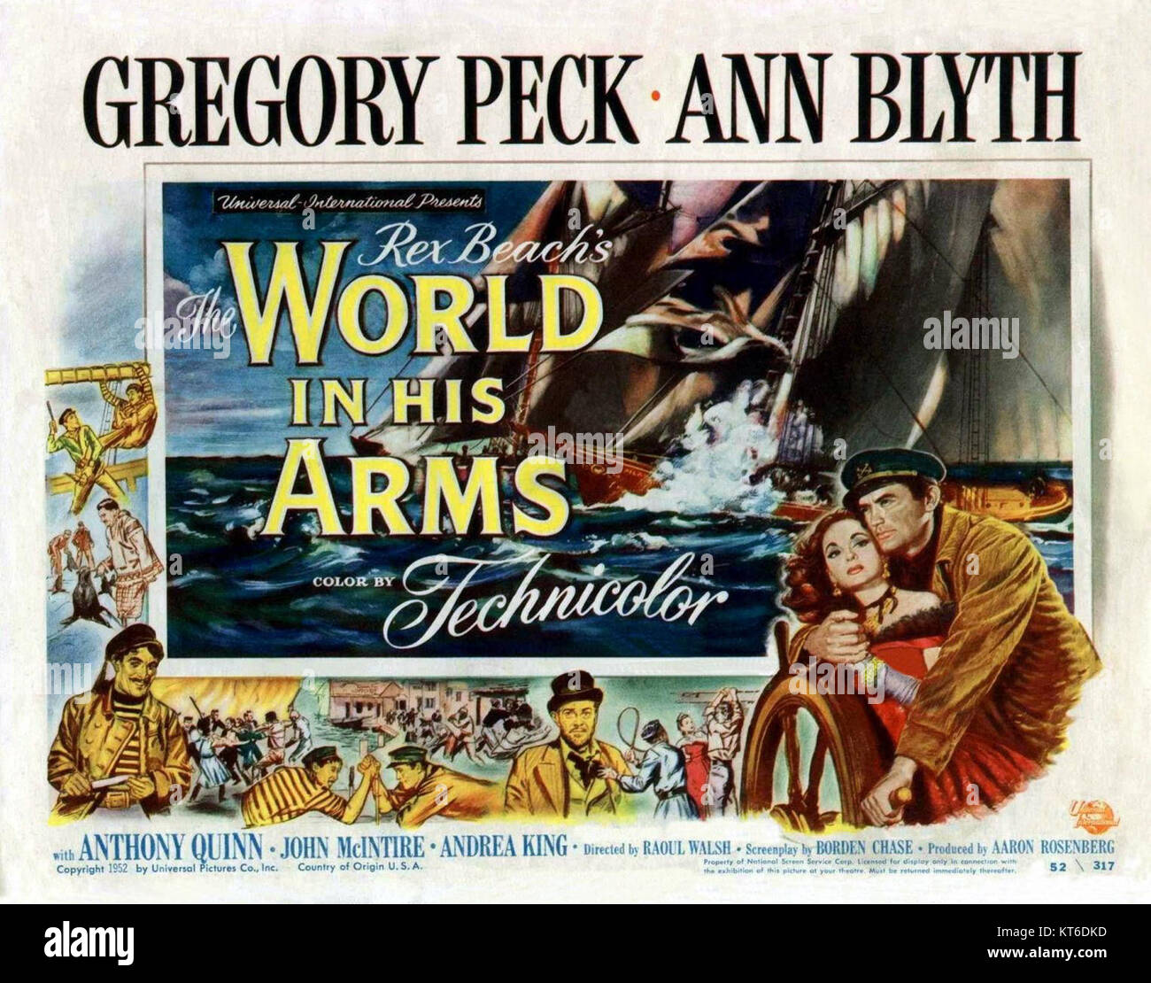 A movie poster for the 1950 film 'World in His Arms,' starring Gregory ...