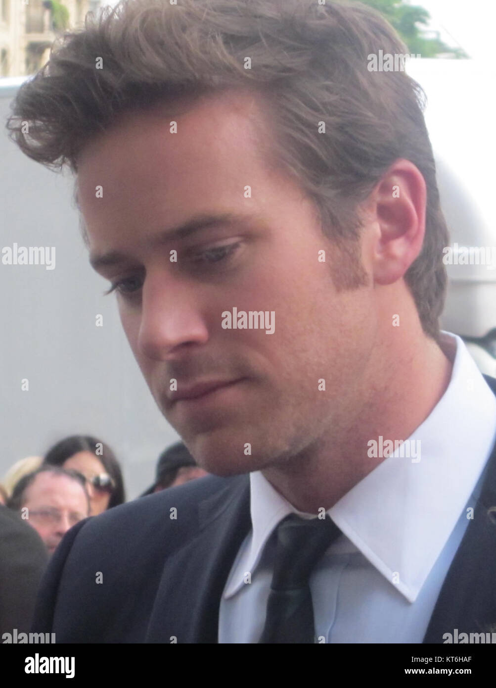 This image features actor Armie Hammer at the Paris premiere of 'The Lone Ranger' on July 24, 2013. Hammer, known for his role in the film, attended the event to promote the movie’s release. Stock Photo