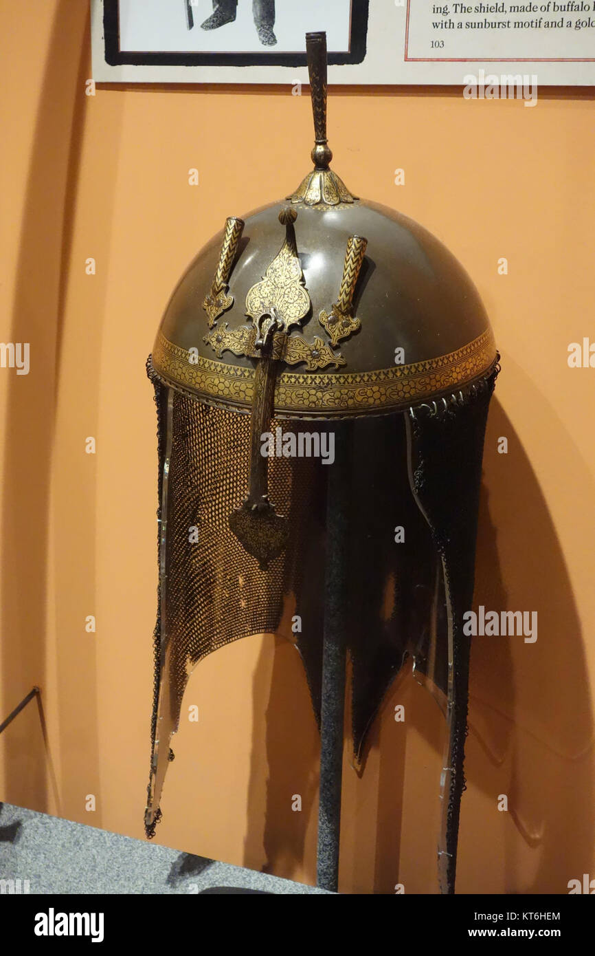 Armor, North India, similar to that worn by Ghorchurra cavalry, 19th century, view 1 (helmet) - Glenbow Museum - DSC00638 Stock Photo