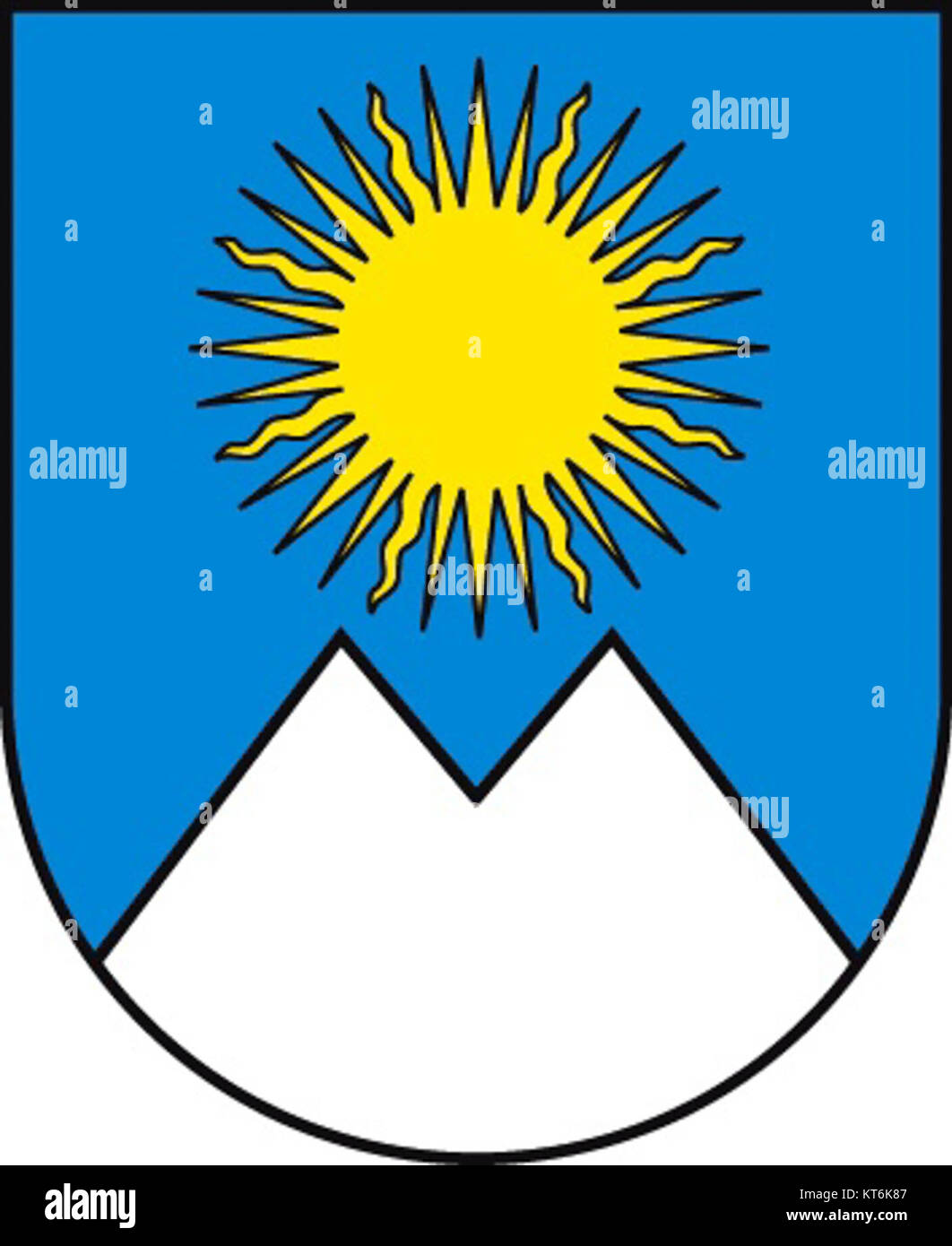 The Arosa Wappen is a traditional coat of arms from Arosa, a town in Switzerland. It symbolizes the local heritage and historical identity of the region. Stock Photo