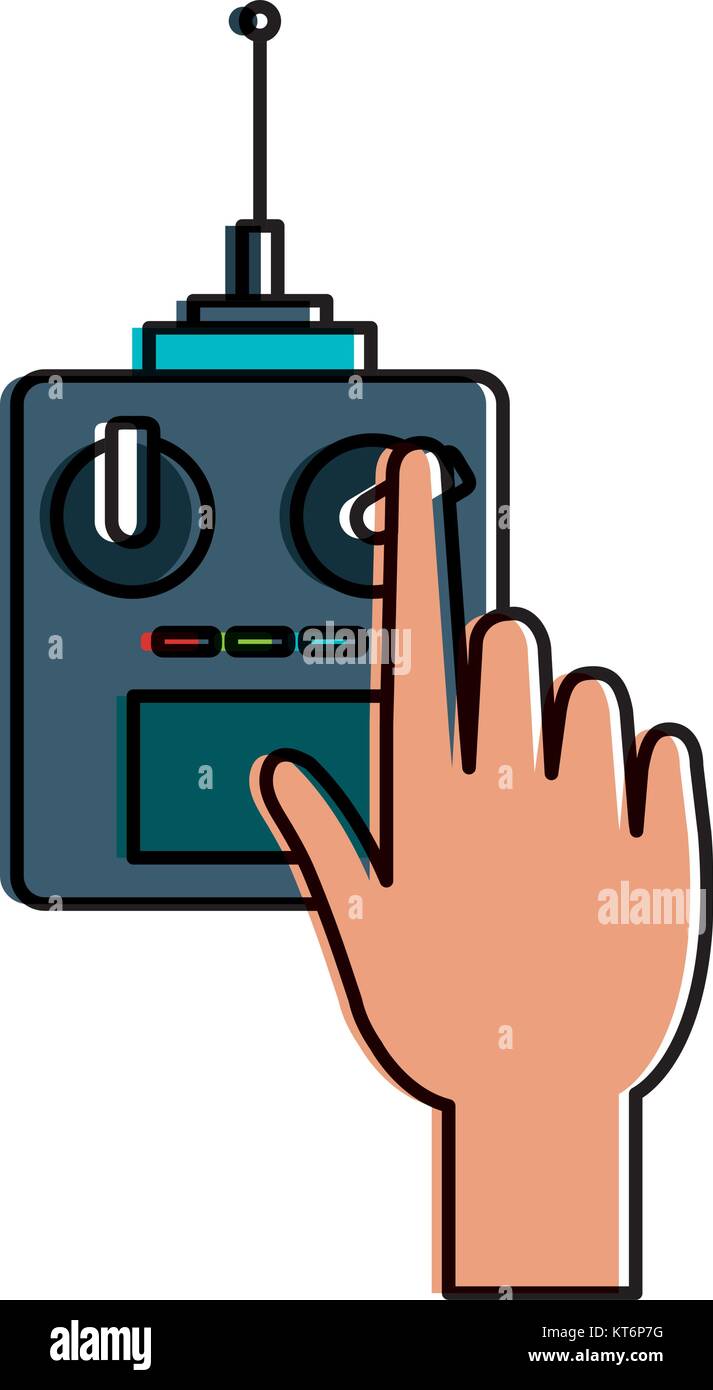 user hand with drone remote control vector illustration design Stock ...
