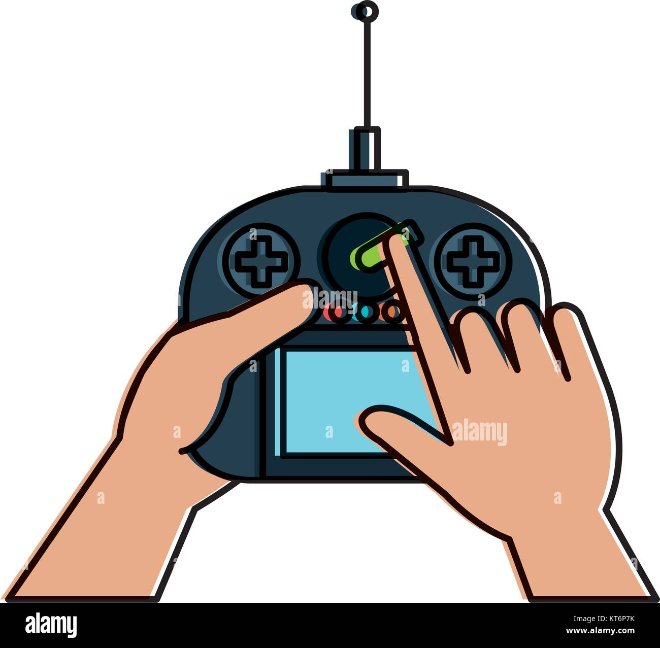 user hand with drone remote control vector illustration design Stock ...