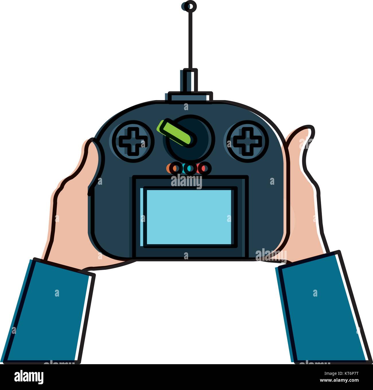 user hand with drone remote control vector illustration design Stock ...