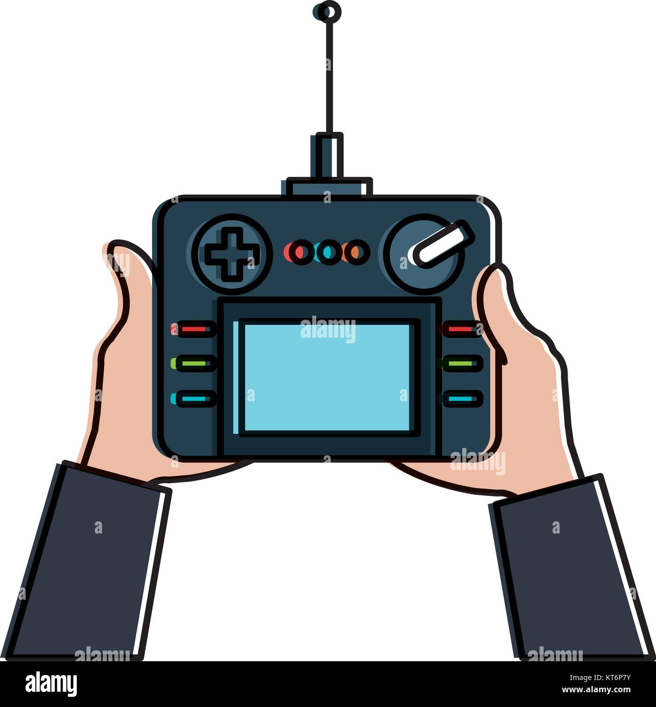 user hand with drone remote control vector illustration design Stock ...