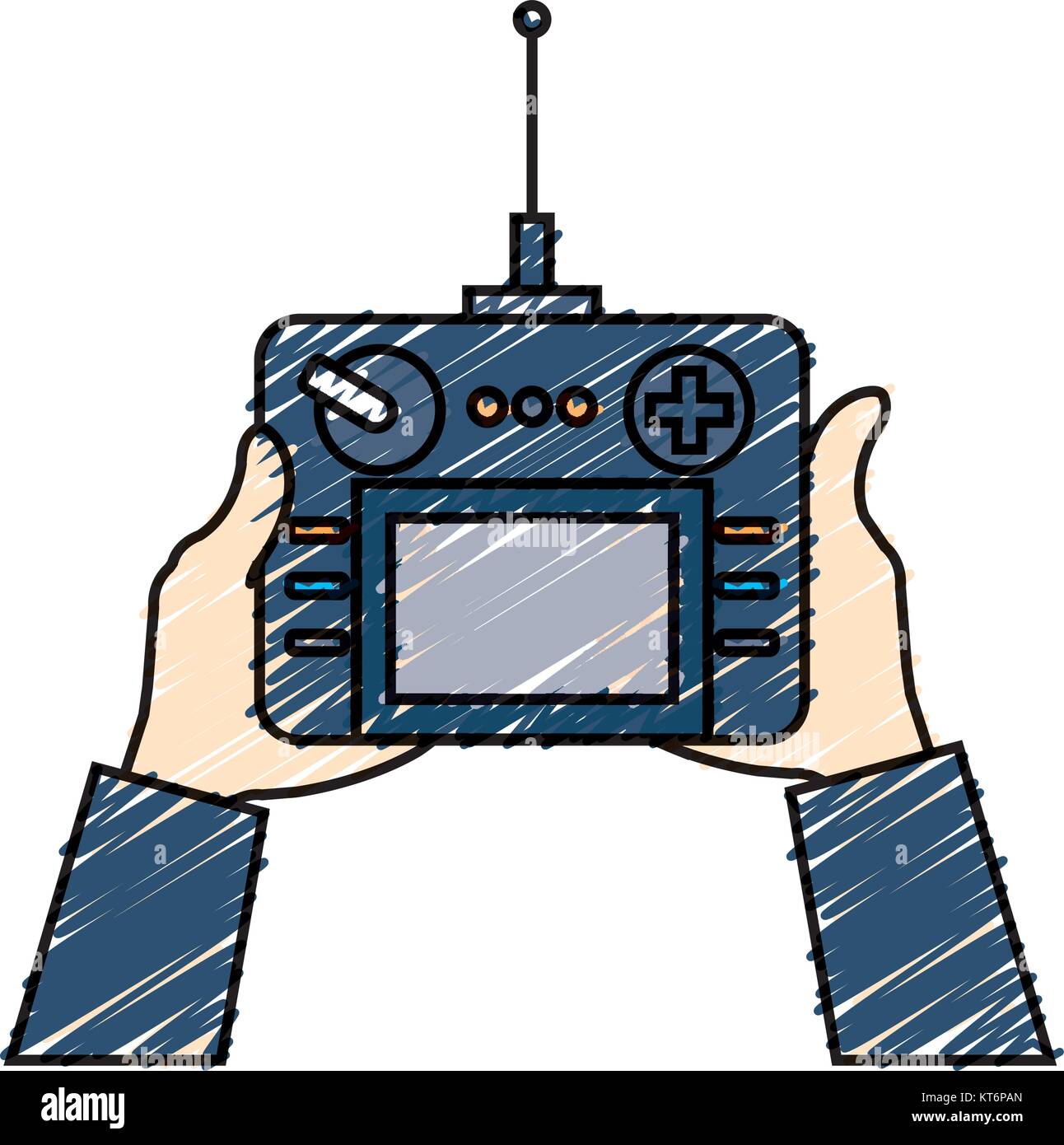 user hand with drone remote control vector illustration design Stock ...