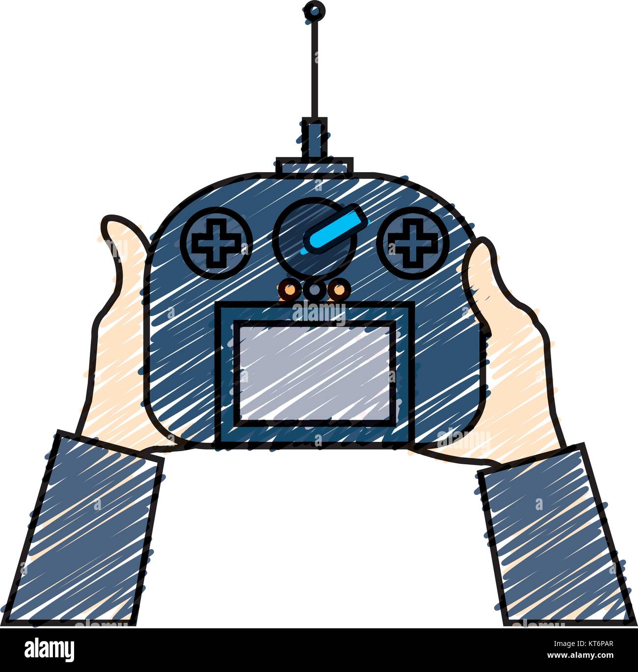 user hand with drone remote control vector illustration design Stock ...