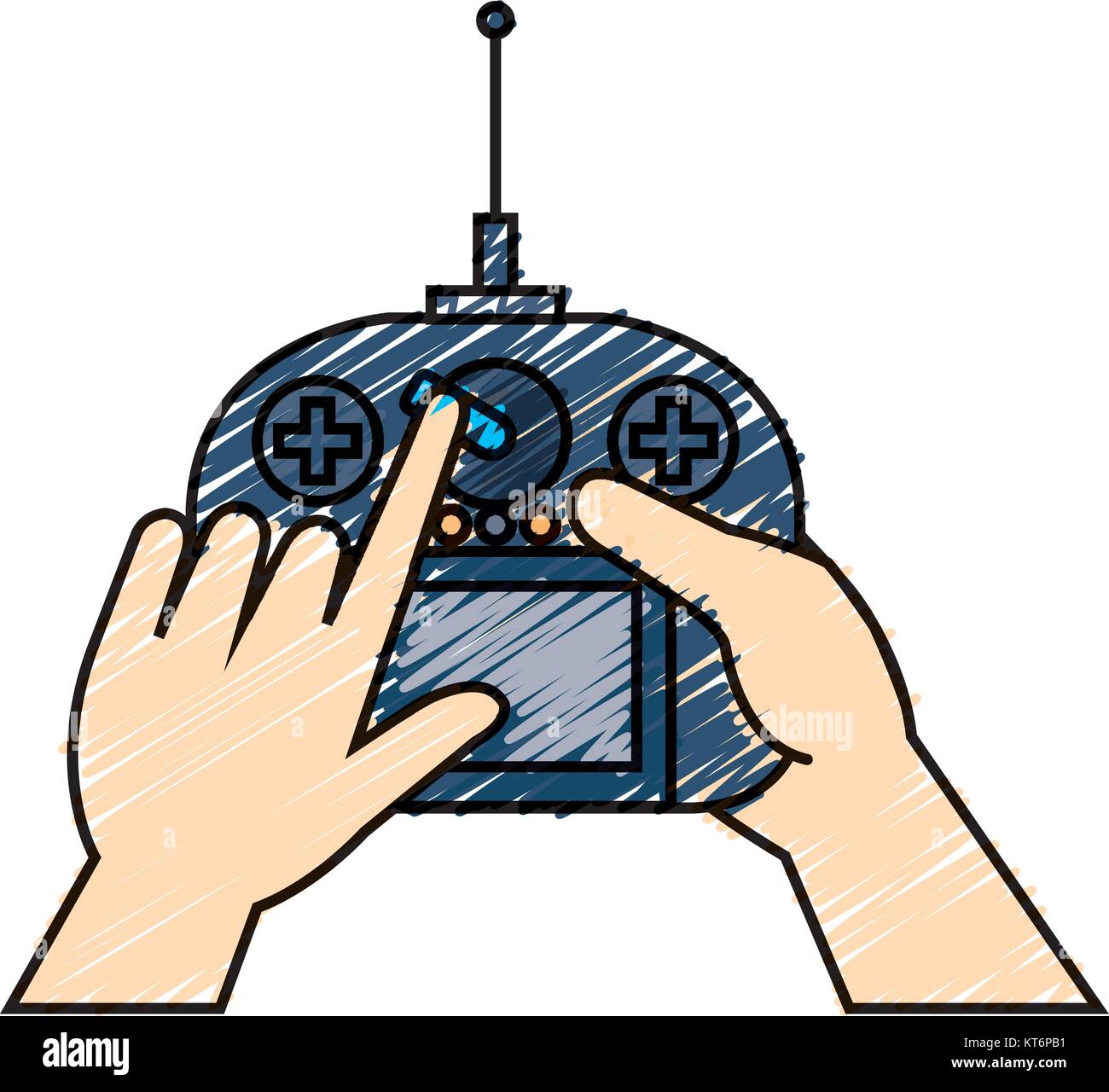 user hand with drone remote control vector illustration design Stock ...