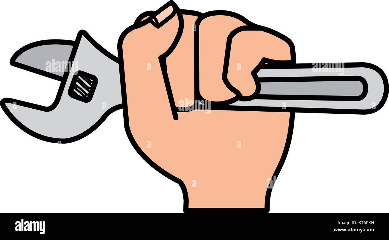 hand with wrench tool isolated icon vector illustration design Stock ...